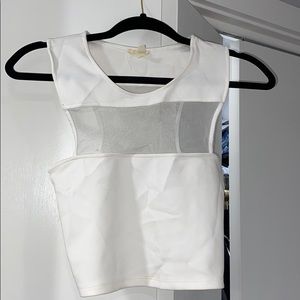 UO White Mesh Crop Top